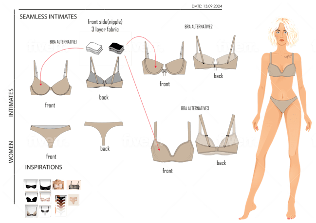 Fashion Design Flat Sketches For Lingerie Tech Pack By Fascin Fiverr